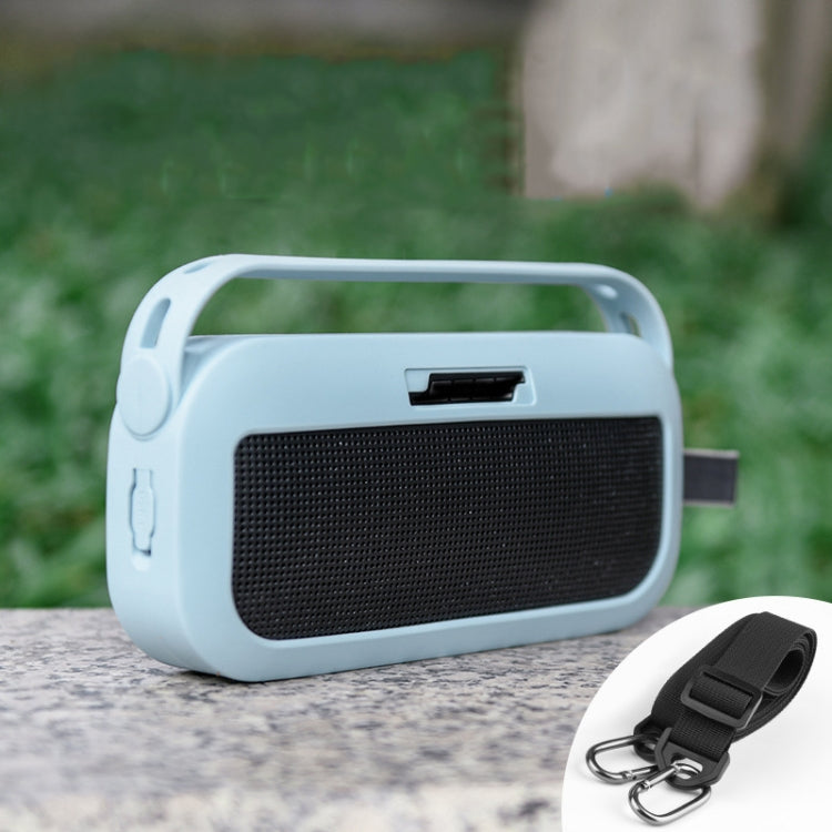 غطاء سيليكون واقي مع حزام كتف لسماعة Bose SoundLink Flex بلوتوث، الطراز 1 أسود، الطراز 1 أزرق