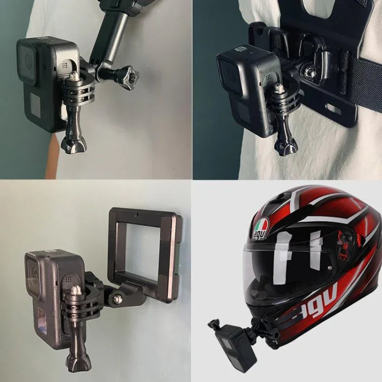 قطعتان من مشبك سطح حزام أساسي ST-06 لكاميرات GoPro Hero11 Black / HERO10 Black /9 Black /8 Black /7 /6 /5 /5 Session /4 Session /4 /3+ /3 /2 /1، DJI Osmo Action وكاميرات الحركة الأخرى، محول تصوير مركزي (2 قطع)