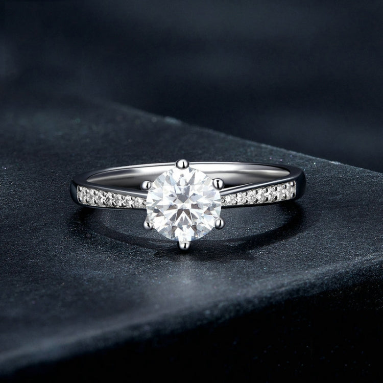Sterling Silver S925 Six Claw Moissanite Ring White Gold Plated Bracelet, No.6, No.7, No.8, No.10