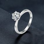 MSR006 Sterling Silver S925 Six Claw Moissanite Ring White Gold Plated Jewellery, No.6, No.7, No.8
