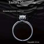 MSR006 Sterling Silver S925 Six Claw Moissanite Ring White Gold Plated Jewellery, No.6, No.7, No.8