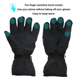 Outdoor Sports Ski Heated Warm Touchable Gloves, Black, Black+USB Cable