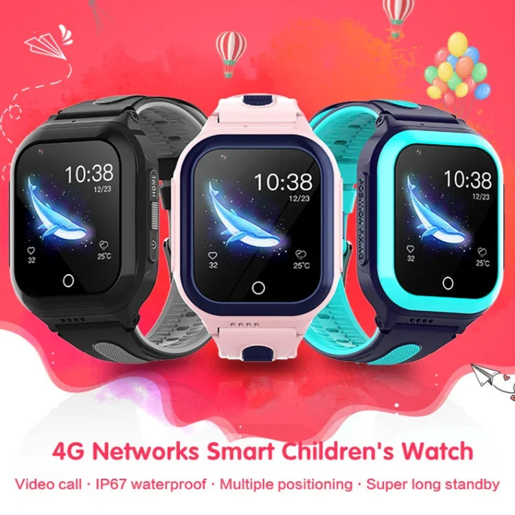 ساعة DF70 الذكية للأطفال بقياس 1.4 بوصة مع تحديد الموقع عبر 4G GPS + WIFI + LBS ومكالمات مع وظيفة SOS، وردي، أزرق، أسود