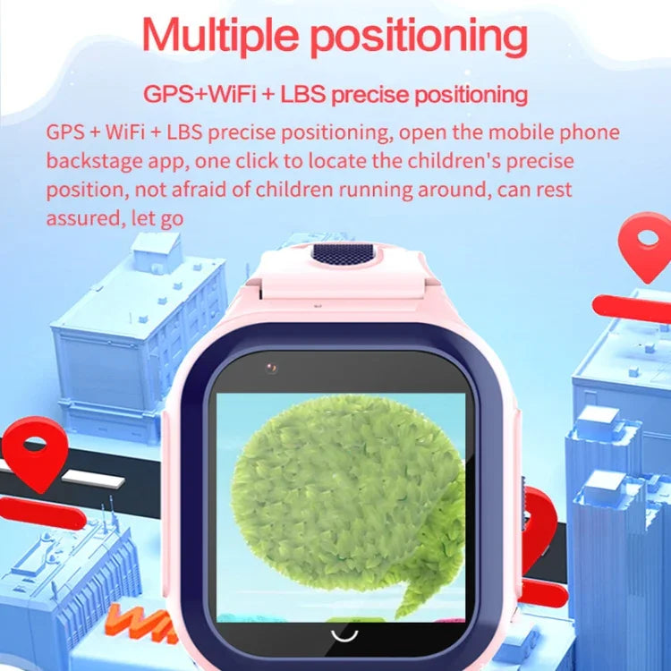 ساعة DF70 الذكية للأطفال بقياس 1.4 بوصة مع تحديد الموقع عبر 4G GPS + WIFI + LBS ومكالمات مع وظيفة SOS، وردي، أزرق، أسود