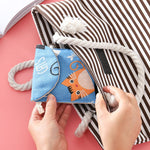 8pcs Cotton and Linen Sanitary Napkin Storage Bag Handy Clutch Bag, Black -bottomed White Tree, Gray Camel, Lucky Cat, Leaves, Blue Cat, Turtle
