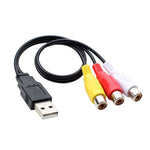 كابل صوت وفيديو AV USB إلى 3 RCA، 1 ذكر 3 إناث، 25 سم، 1.5م