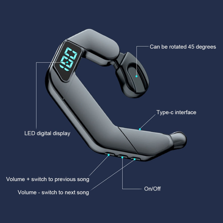 سماعة رأس بلوتوث رياضية علوية بتقنية توصيل العظام مع شاشة رقمية V19، ستيريو، V19 أسود، V19 أبيض، V19 وردي، V19 أزرق، V19 أخضر
