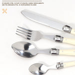 Stainless Steel Knife Fork Spoon Set Plastic Handle Western Tableware, 6 Tea Spoons, 6 Forks, 6 Spoons