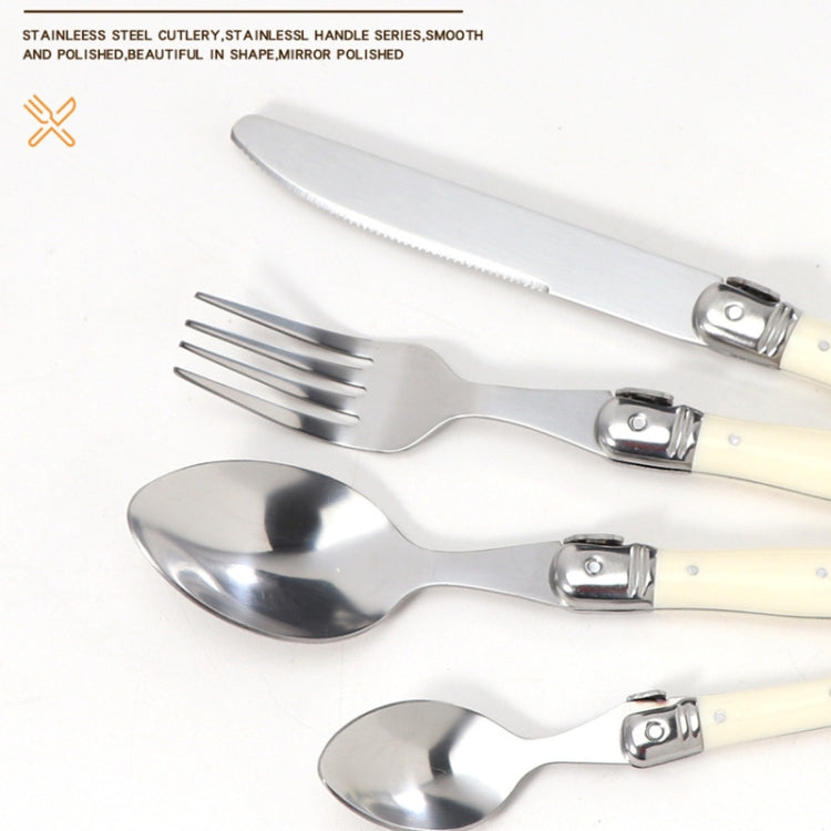 Stainless Steel Knife Fork Spoon Set Plastic Handle Western Tableware, 6 Tea Spoons, 6 Forks, 6 Spoons