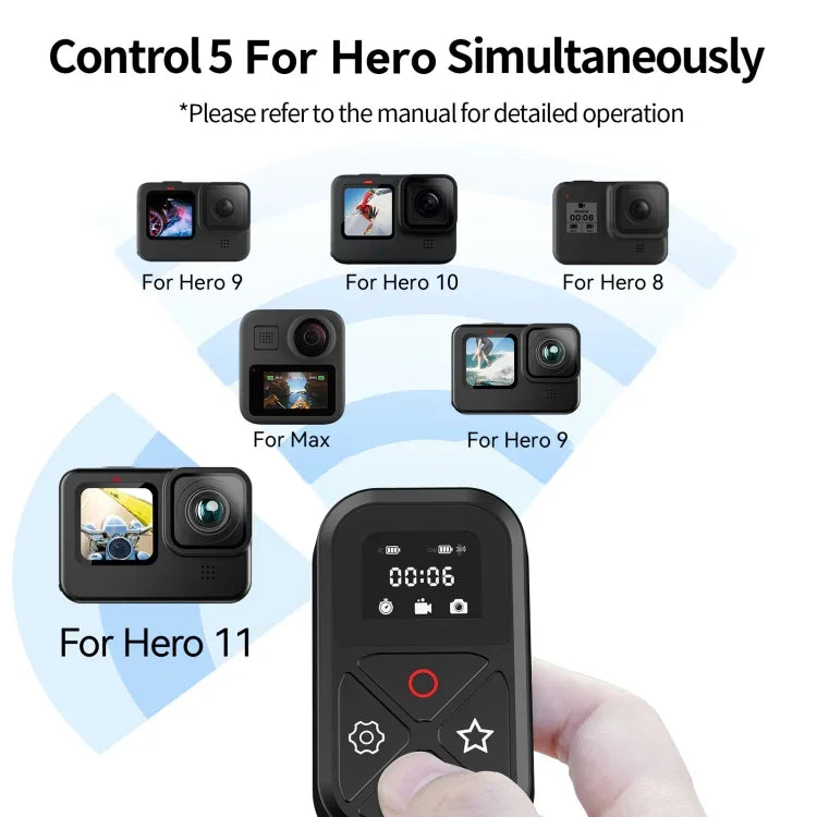 جهاز تحكم عن بعد بلوتوث TELESIN T10 لمسافة 80 متر لكاميرات GoPro Hero11 Black / HERO10 Black / HERO9 Black / HERO8 Black / Max، لكاميرات GoPro
