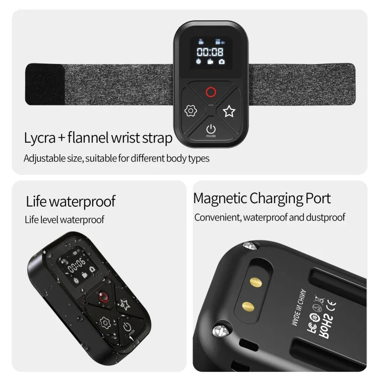 جهاز تحكم عن بعد بلوتوث TELESIN T10 لمسافة 80 متر لكاميرات GoPro Hero11 Black / HERO10 Black / HERO9 Black / HERO8 Black / Max، لكاميرات GoPro