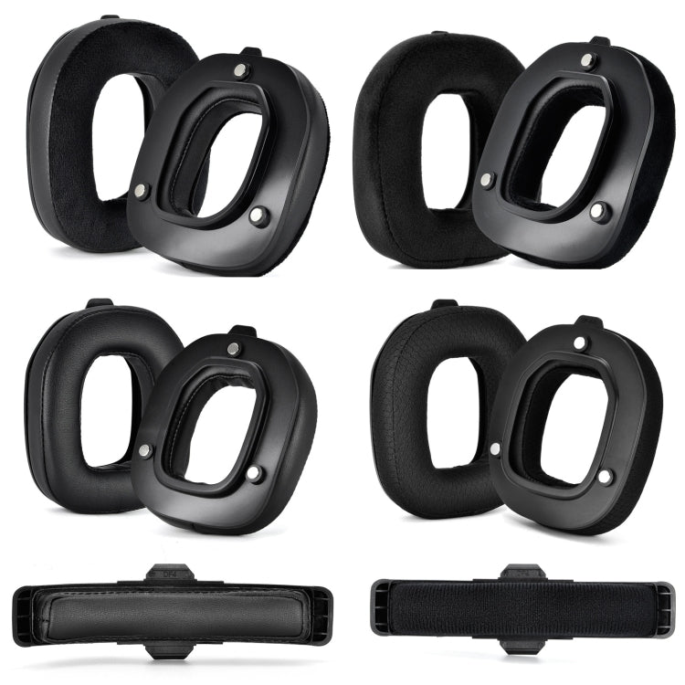 ملحق استبدال سماعة رأس Logitech Astro A50 Gen4، المواصفات: 2 قطع أغطية أذن من جلد بروتين، 2 قطع أغطية أذن جلد + مخمل، 2 قطع أغطية أذن شبكة كرة القدم، 2 قطع أغطية أذن مخمل، 1 قطعة شريط رأس من جلد بروتين، 1 قطعة شريط رأس مخمل