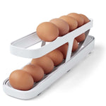 Automatic Eggs Storage Box Refrigerator Egg Dispenser Plastic Rolling Eggs Holder  Container, 2 Layers