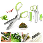 Five-Layer Vegetable Scissors Office Shredding Stainless Steel Scissors, Green White, Black Red, Green Gray, Blue Gray