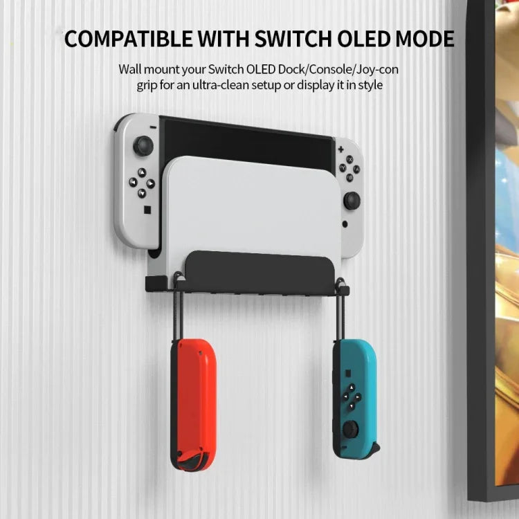 حامل تعليق جداري لجهاز Switch OLED JYS، حديدي أسود