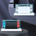 035 لغطاء قاعدة عرض مضيئة مقاوم للغبار لجهاز Nintendo Switch/OLED، المواصفات: قاعدة إضاءة، شفاف، ملصق أبيض، ملصق أسود، مقبض، Jet Warrior، Noble، Gengar