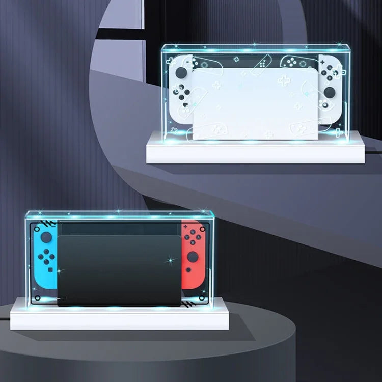 035 لغطاء قاعدة عرض مضيئة مقاوم للغبار لجهاز Nintendo Switch/OLED، المواصفات: قاعدة إضاءة، شفاف، ملصق أبيض، ملصق أسود، مقبض، Jet Warrior، Noble، Gengar