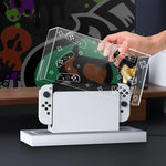 035 لغطاء قاعدة عرض مضيئة مقاوم للغبار لجهاز Nintendo Switch/OLED، المواصفات: قاعدة إضاءة، شفاف، ملصق أبيض، ملصق أسود، مقبض، Jet Warrior، Noble، Gengar