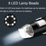 ميكروسكوب رقمي محمول يدوي LED مع حامل خرطوم USB A8 50X-1000X، A8 50X-1000X