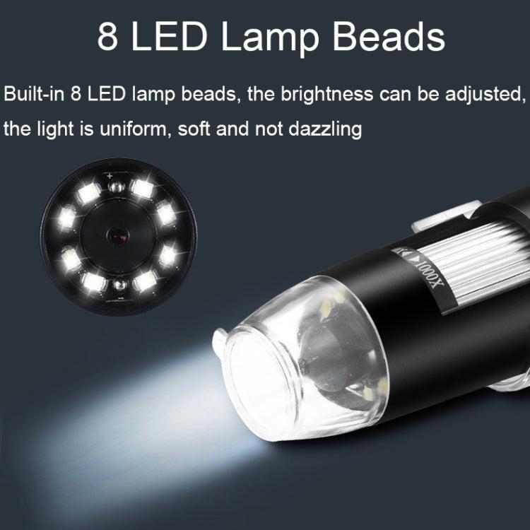 ميكروسكوب رقمي محمول يدوي LED مع حامل خرطوم USB A8 50X-1000X، A8 50X-1000X