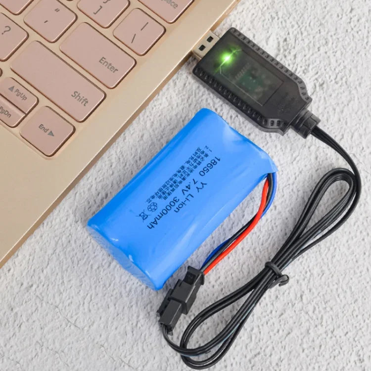 كابل شحن بطارية ليثيوم USB مع شريحة ذكية حماية 7.4 فولت