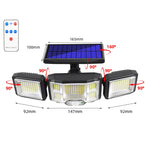 ضوء حائط شمسي LED مع جهاز تحكم عن بعد، كشاف مستشعر ثلاثي الدوران، 192 LED مدمج، 192 COB مدمج، 192 LED منفصل، 192 COB منفصل