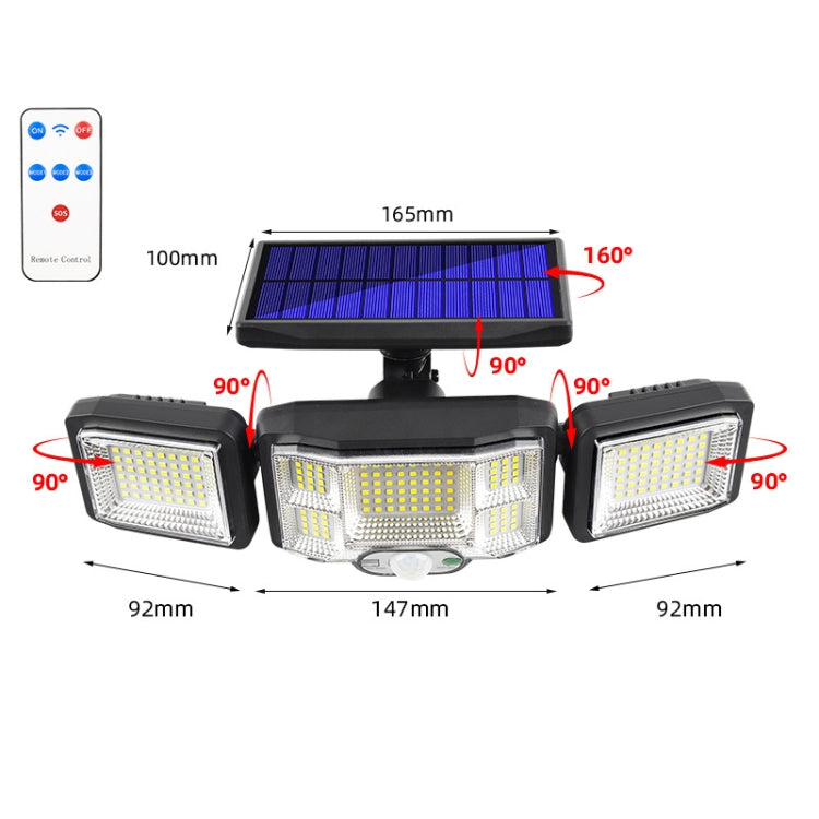 ضوء حائط شمسي LED مع جهاز تحكم عن بعد، كشاف مستشعر ثلاثي الدوران، 192 LED مدمج، 192 COB مدمج، 192 LED منفصل، 192 COB منفصل