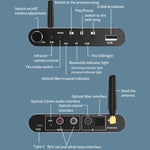 مستقبل ومرسل بلوتوث 5.1 ألياف بصرية محوري USB مع جهاز تحكم عن بعد، A05