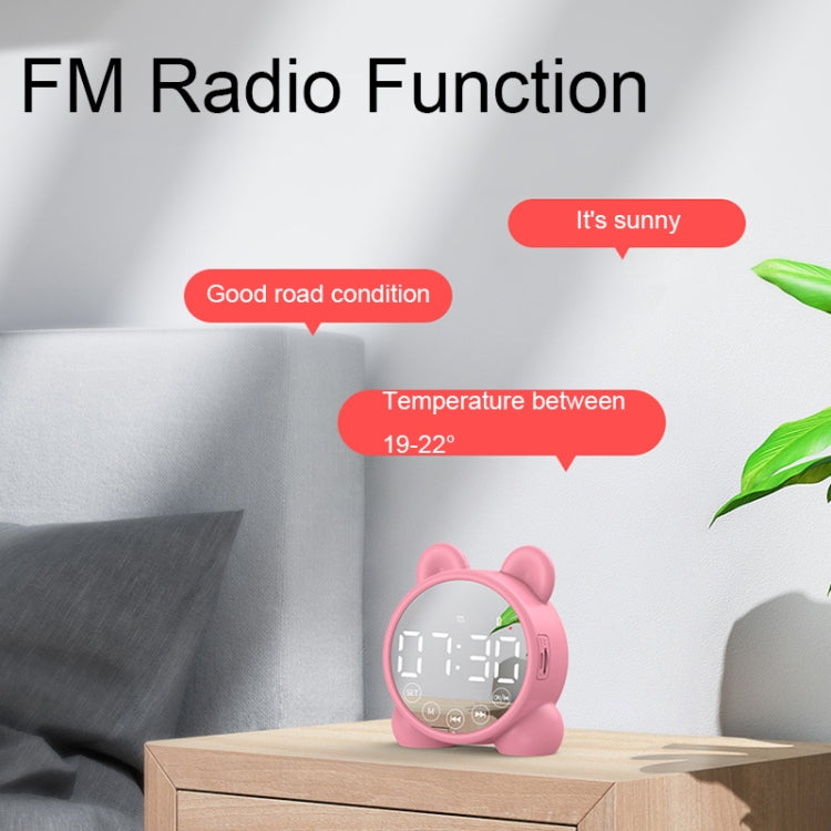 مكبر صوت بلوتوث لاسلكي صغير مع ساعة مرآة وبث راديو FM P1