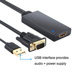 كابل محول VGA إلى HDMI HD55Y، VGA+USB إلى محول HD 1080P مع مزود طاقة، VGA+USB إلى HDMI