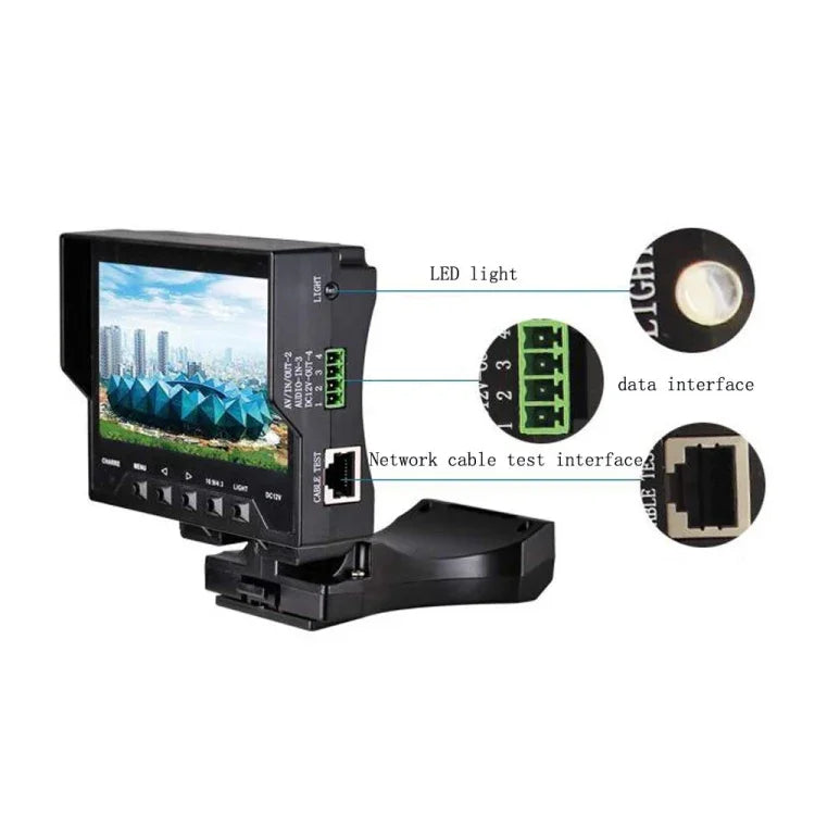 جهاز اختبار مراقبة كابل الشبكة المحمول JSK-4300B بشاشة 4.3 بوصة ومخرج 12 فولت، 4.3 بوصة (مع محول طاقة بمقبس أمريكي)، 4.3 بوصة (مع محول طاقة بمقبس أوروبي)، 4.3 بوصة (مع محول طاقة بمقبس بريطاني)، 4.3 بوصة (مع محول طاقة بمقبس أسترالي)