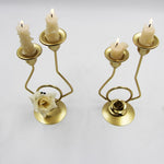 Wrought Iron Double-Headed Candle Holder Party Wedding Table Decoration Candlesticks, Silk, Iron