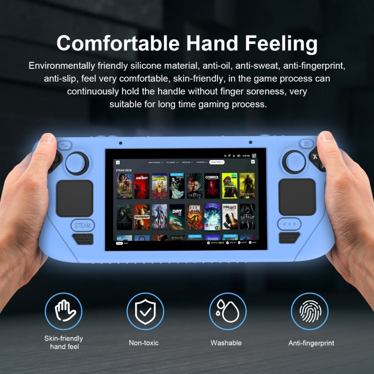 غطاء واقي ناعم من السيليكون لجهاز تحكم ألعاب Steam Deck مع 4 أغطية أزرار، SD001 (أسود)، SD001 (أحمر)، SD001 (أزرق مضيء)، SD001 (أخضر مضيء)
