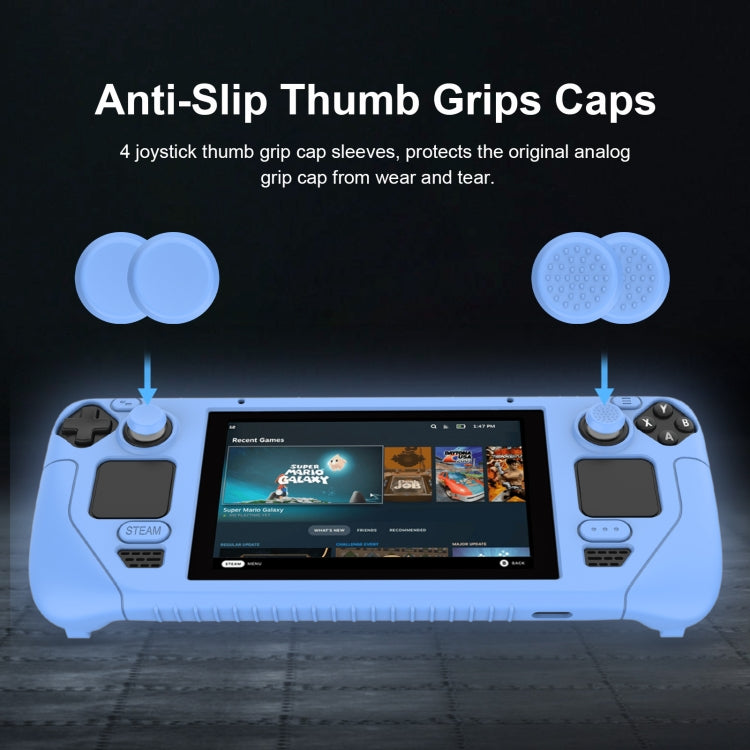 غطاء واقي ناعم من السيليكون لجهاز تحكم ألعاب Steam Deck مع 4 أغطية أزرار، SD001 (أسود)، SD001 (أحمر)، SD001 (أزرق مضيء)، SD001 (أخضر مضيء)