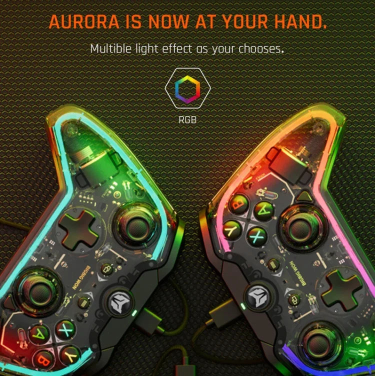 وحدة تحكم لعبة سلكية بإضاءة RGB للكمبيوتر/Switch، BIGBIGWON C1 S