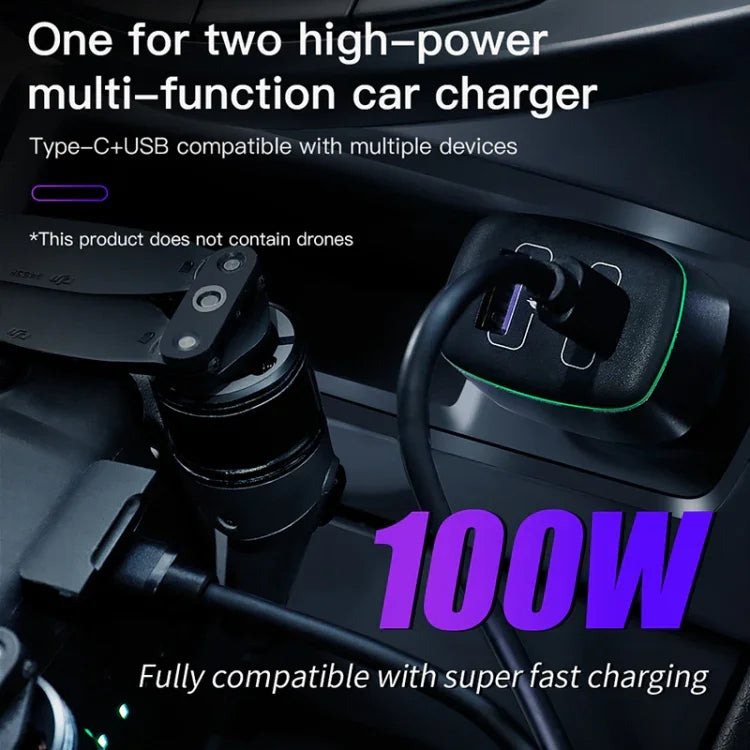 شاحن سيارة 2 في 1 بقوة 100 واط لجهاز DJI Mavic 3/Mini 2 RCSTQ، لجهاز DJI Mavic 3/Mini 2