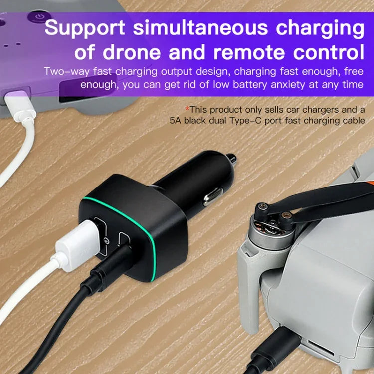 شاحن سيارة 2 في 1 بقوة 100 واط لجهاز DJI Mavic 3/Mini 2 RCSTQ، لجهاز DJI Mavic 3/Mini 2