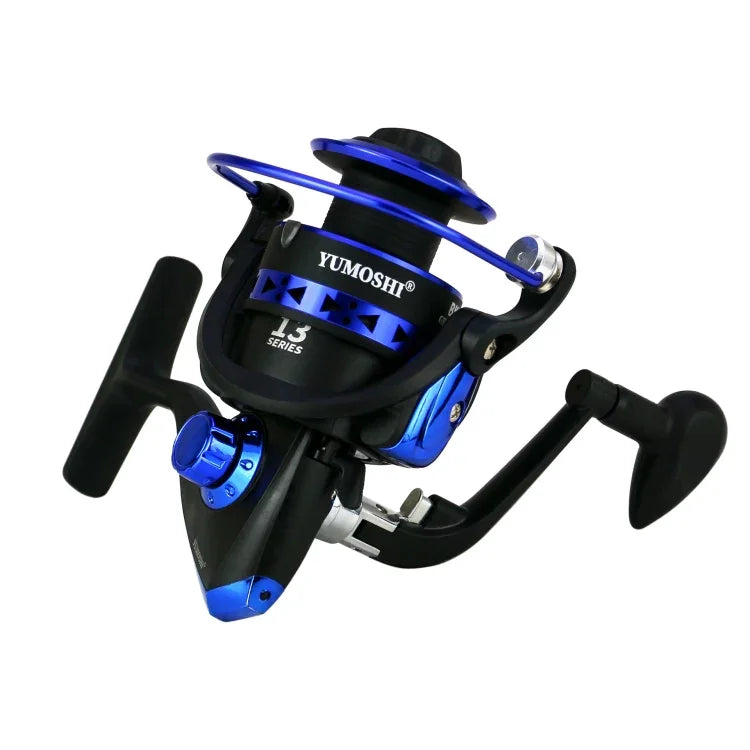 بكرة صيد دوارة معدنية قوية بلفافة معدنية عالية السرعة لصيد الأسماك البحرية، YUMOSHI BK1000، YUMOSHI BK2000، YUMOSHI BK3000، YUMOSHI BK4000، YUMOSHI BK5000، YUMOSHI BK6000، YUMOSHI BK7000