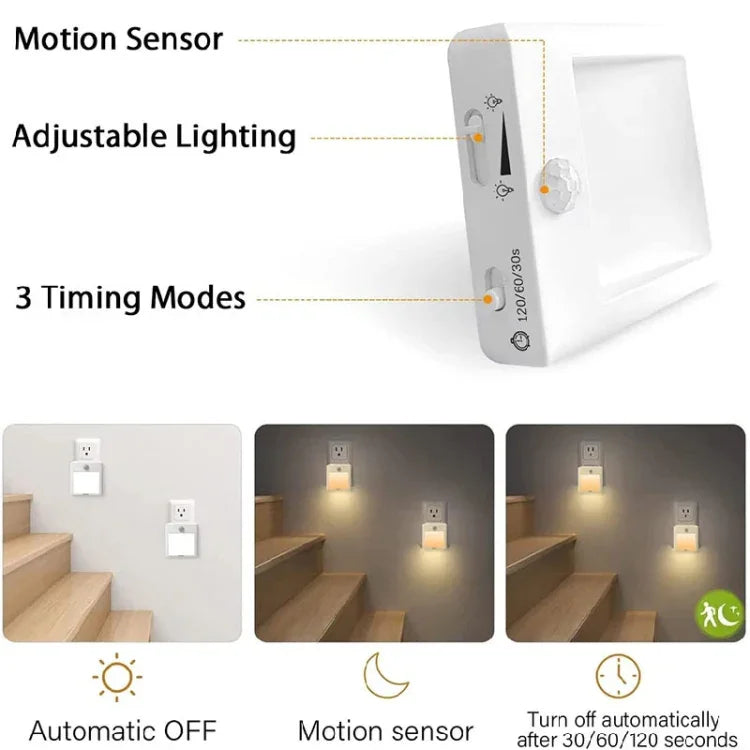 NL2101 Motion Sensor LED Night Light AC Plug Dimming Sleep Lights,Spec:, NL2101 Warm EU Plug, NL2101 Warm and White EU Plug, NL2101 Warm US Plug, NL2101 Warm and White US Plug, NL2101 Warm UK Plug, NL2101 Warm and White UK Plug