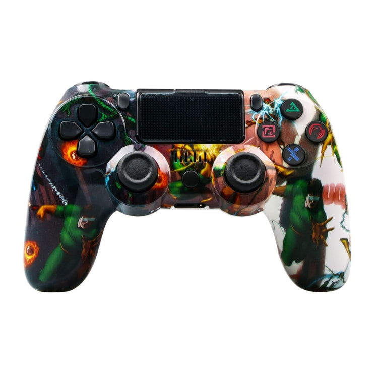 لوحة تحكم ألعاب لاسلكية PS4 مع بلوتوث وشريط إضاءة، مقبض ألعاب مزدوج الاهتزاز، ألوان أبيض، أسود، أحمر، أزرق، أخضر، وردي، حروف، خطوط، شبح النار، كرتون، هالك، هيكل عظمي، تروس، برق، لهب، سحابة، انفجار، حبيبات خشب، نجمة حمراء