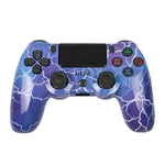 لوحة تحكم ألعاب لاسلكية PS4 مع بلوتوث وشريط إضاءة، مقبض ألعاب مزدوج الاهتزاز، ألوان أبيض، أسود، أحمر، أزرق، أخضر، وردي، حروف، خطوط، شبح النار، كرتون، هالك، هيكل عظمي، تروس، برق، لهب، سحابة، انفجار، حبيبات خشب، نجمة حمراء