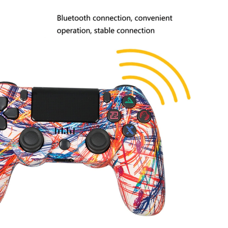 لوحة تحكم ألعاب لاسلكية PS4 مع بلوتوث وشريط إضاءة، مقبض ألعاب مزدوج الاهتزاز، ألوان أبيض، أسود، أحمر، أزرق، أخضر، وردي، حروف، خطوط، شبح النار، كرتون، هالك، هيكل عظمي، تروس، برق، لهب، سحابة، انفجار، حبيبات خشب، نجمة حمراء