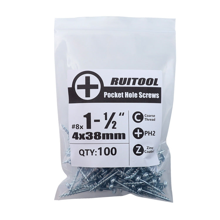 RUITOOL ST4 100 قطعة براغي خشب مائلة بفتحة نصف سن ذاتية التنصت فيليبس، 25مم، 32مم، 38مم، 50مم، 63مم