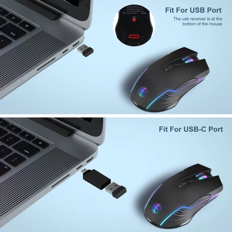 ماوس لاسلكي محمول E50 2.4G مع 7 أزرار