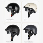 SOMAN Motorcycle Half Helmet Adjustable Helmet With Inner Mirror, M, L, XL, XXL