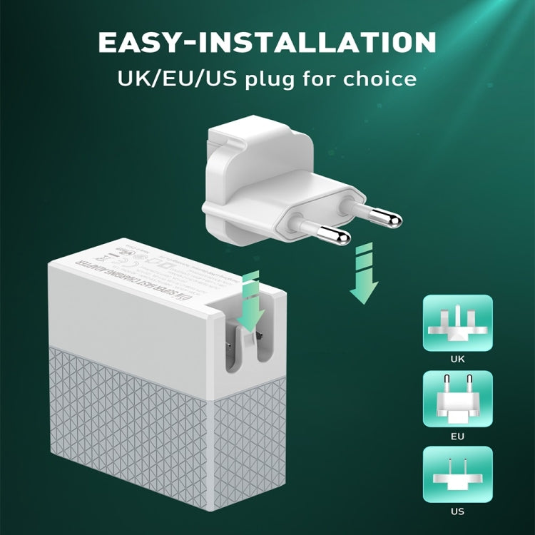 شاحن LDNIO A2620C 65 واط عالمي للهواتف والأجهزة اللوحية بمنفذ Type-C/USB-C، شاحن سريع، قابس الاتحاد الأوروبي 65 واط، قابس المملكة المتحدة 65 واط، قابس الولايات المتحدة 65 واط