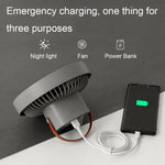 مروحة LED ثلاثية القوائم قابلة للحمل مع ضوء خارجي 7 إنش ZK-01، مروحة معلقة متعددة الوظائف وبنك طاقة محمول