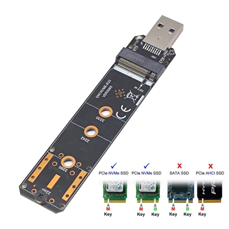 محول ENCNVME-R33 USB 3.2 Gen 2 بسرعة 10Gbps إلى NVMe M.2 SSD مع شرائح RTL9210 لمفتاح M M2 NVMe، ENCNVME-R33