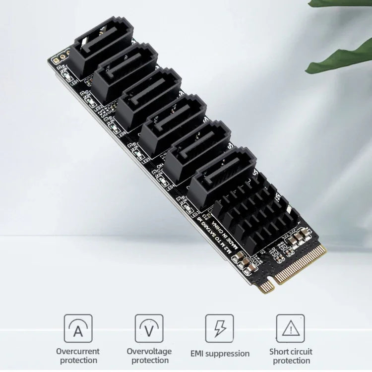 بطاقة توسعة نقل M2 M-EKY PCIE3.0 إلى SATA6G بستة منافذ، محول توسعة قرص صلب، 6 منافذ