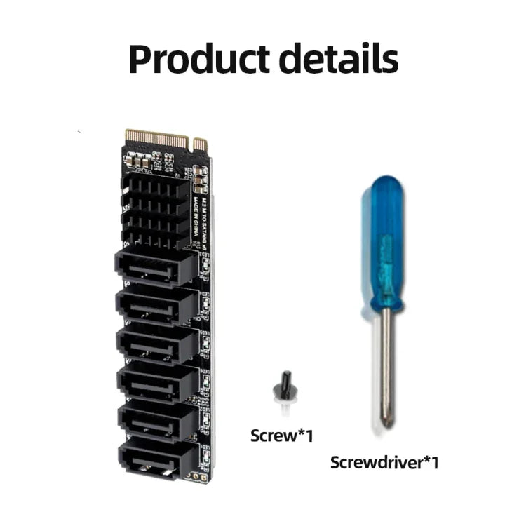 بطاقة توسعة نقل M2 M-EKY PCIE3.0 إلى SATA6G بستة منافذ، محول توسعة قرص صلب، 6 منافذ